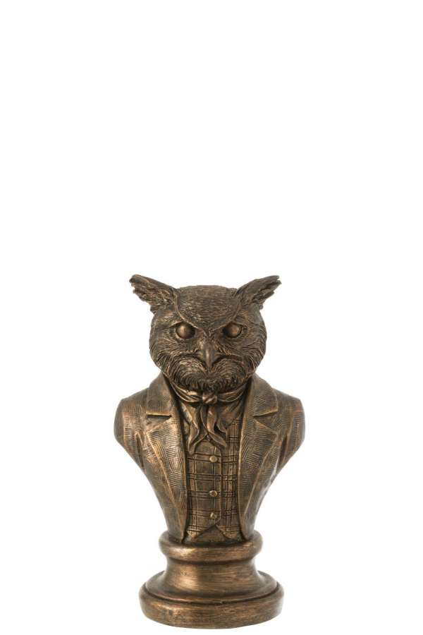 BUST OWL POLY BRONZE SMALL
