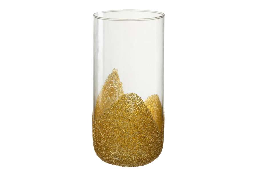 CANDLEHOLDER STRASS GLASS TR/GOLD LARGE