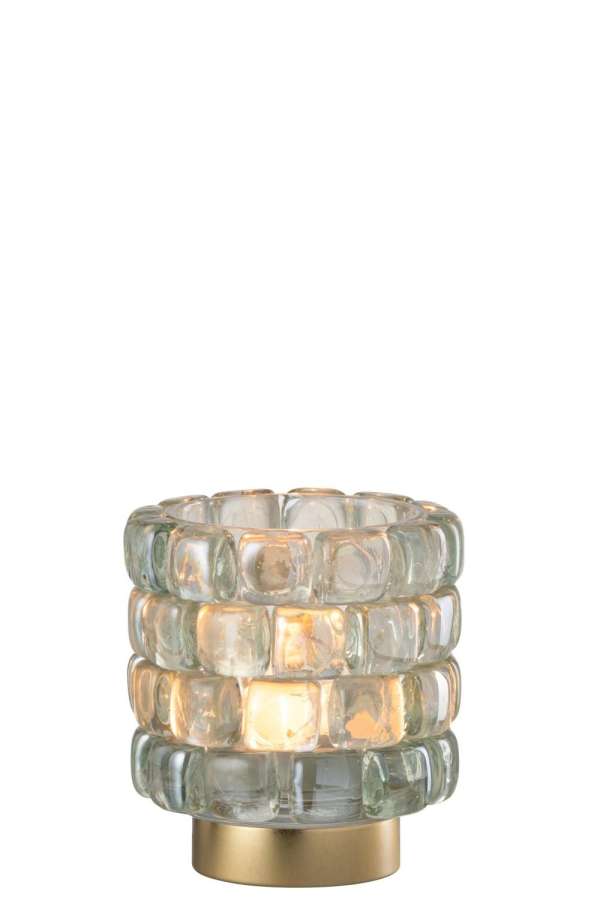 TEALIGHT HOLDER SQUARE MOSAIC GLASS TRANSPARENT SMALL