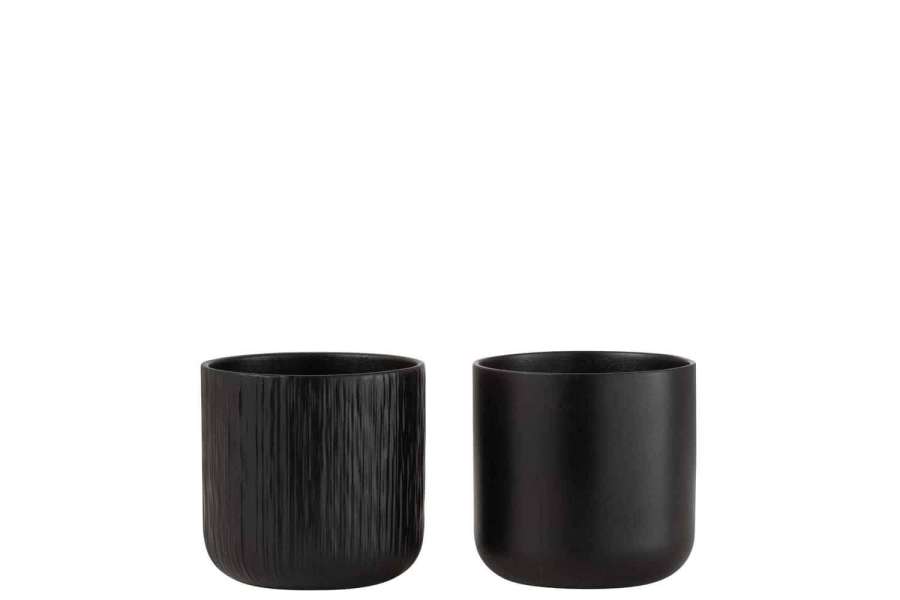 FLOWERPOT GEN CERAMIC BLACK MEDIUM ASSORTMENT OF 2