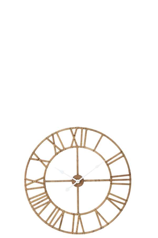WALL CLOCK ROMAN RATTAN/METAL NATURAL SMALL