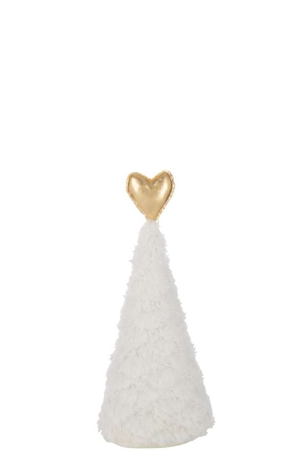 CHRISTMAS TREE GOLD HEART POLYESTER WHITE/GOLD COLORED MEDIUM