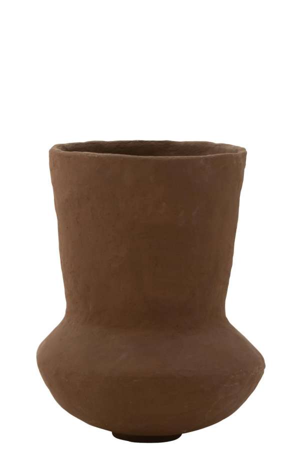 POT ARCHAIC PAPER MACHE BROWN LARGE
