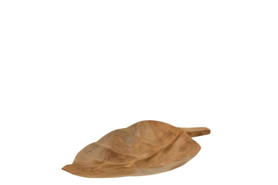 DISH LEAF TEAK WOOD NATURAL SMALL