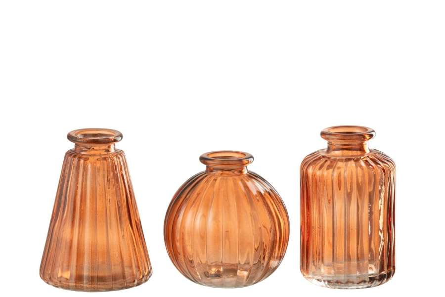 VASE TOLA GLASS ORANGE ASSORTMENT OF 3