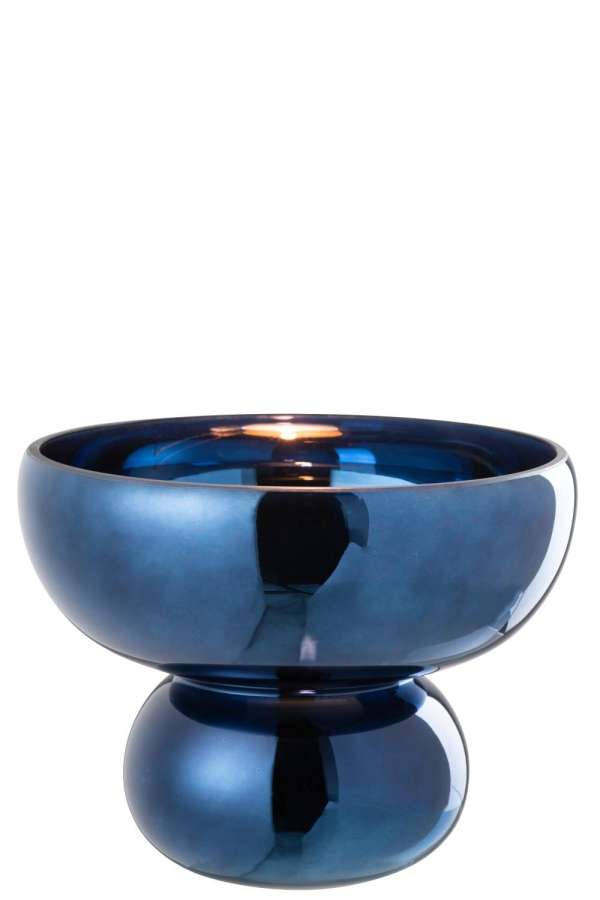 BOWL ROUNDED FOOT GLASS BLUE