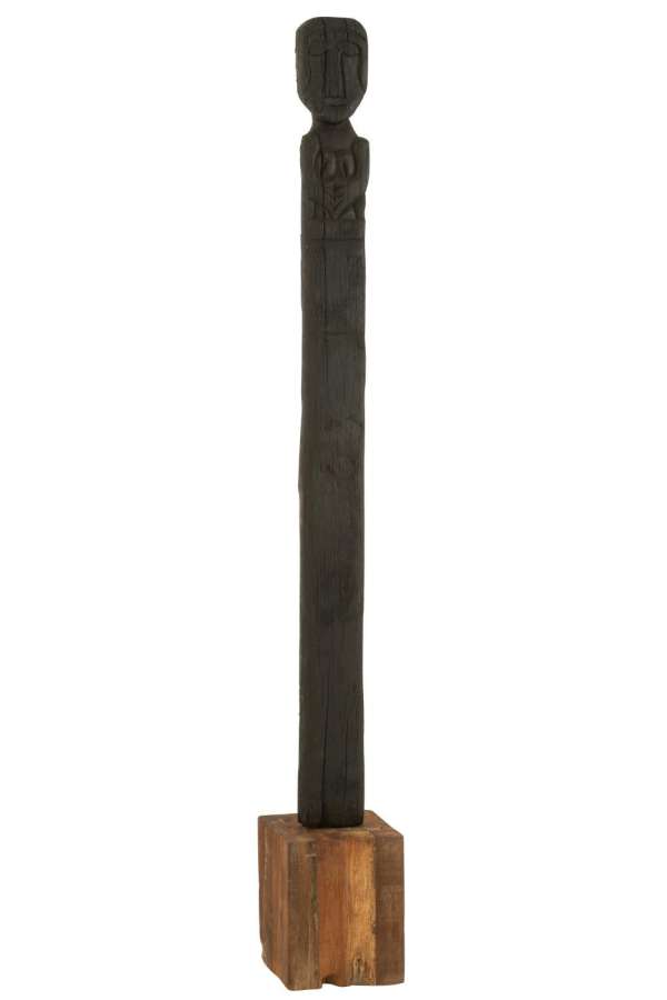STATUE KURU RECYCLED WOOD BLACK/NATURAL