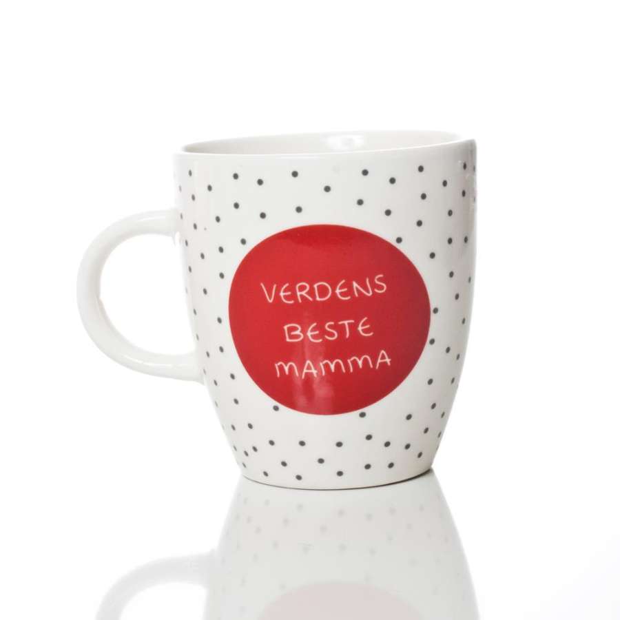 Kaffekopp, lite krus med tekst- verdens Beste Mamma -ca 7X8 cm