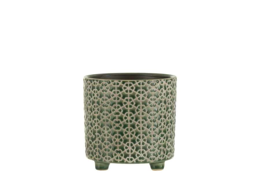 FLOWERPOT FLOWER CERAMIC GREEN MEDIUM