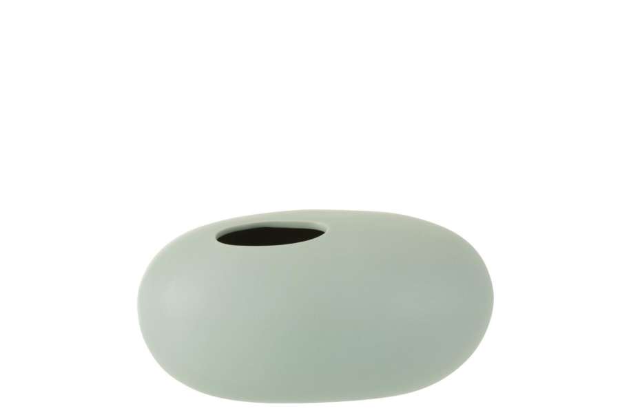 VASE OVAL CERAMIC PASTEL GREEN LARGE
