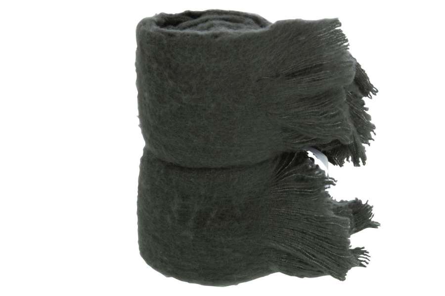 THROW WITH FRINGES POLYESTER ANTHRACITE