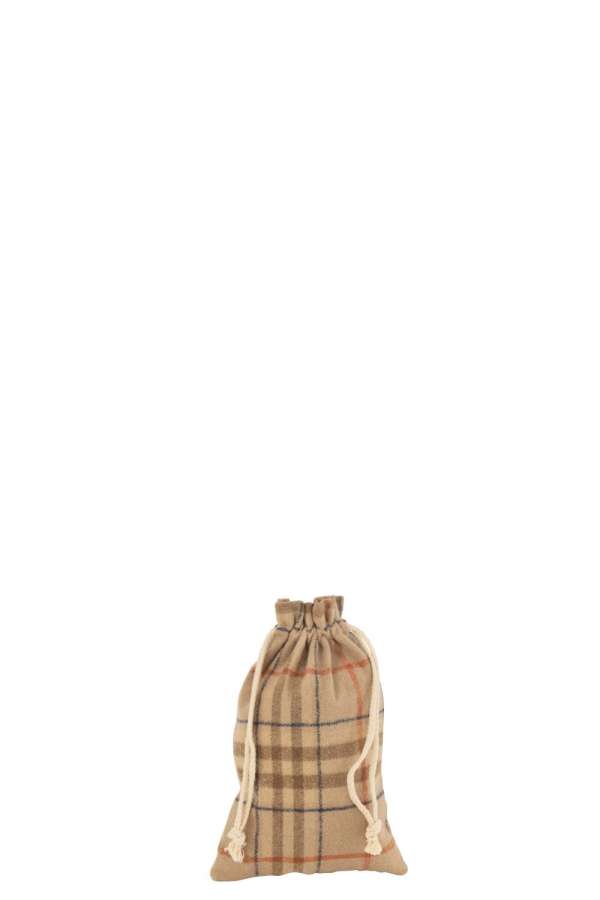 BAG CHRISTMAS CHECKERED TEXTILE BEIGE/BROWN SMALL