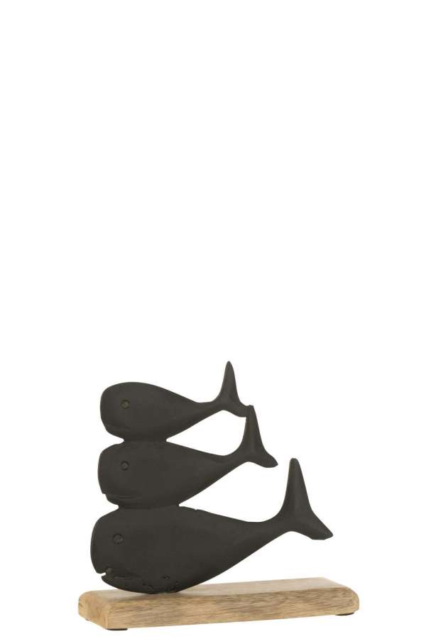 WHALES ON BASE ALUMINIUM BLACK SMALL