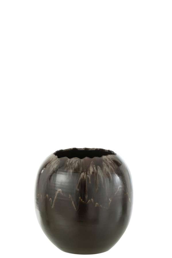 FLOWER POT CERAMIC BROWN SMALL