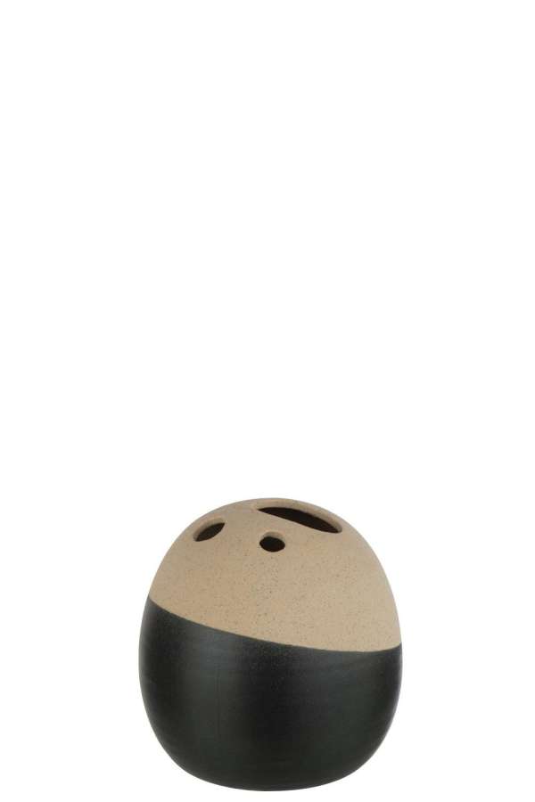 VASE BALL CERAMIC BEIGE/BLACK LARGE