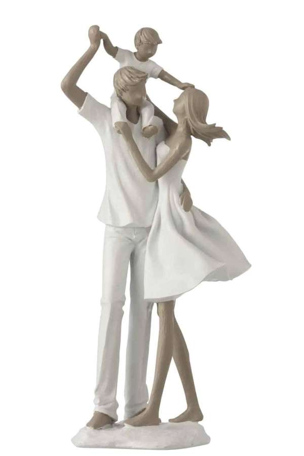 COUPLE WITH CHILD ON SHOULDERS POLY WHITE/TAUPE