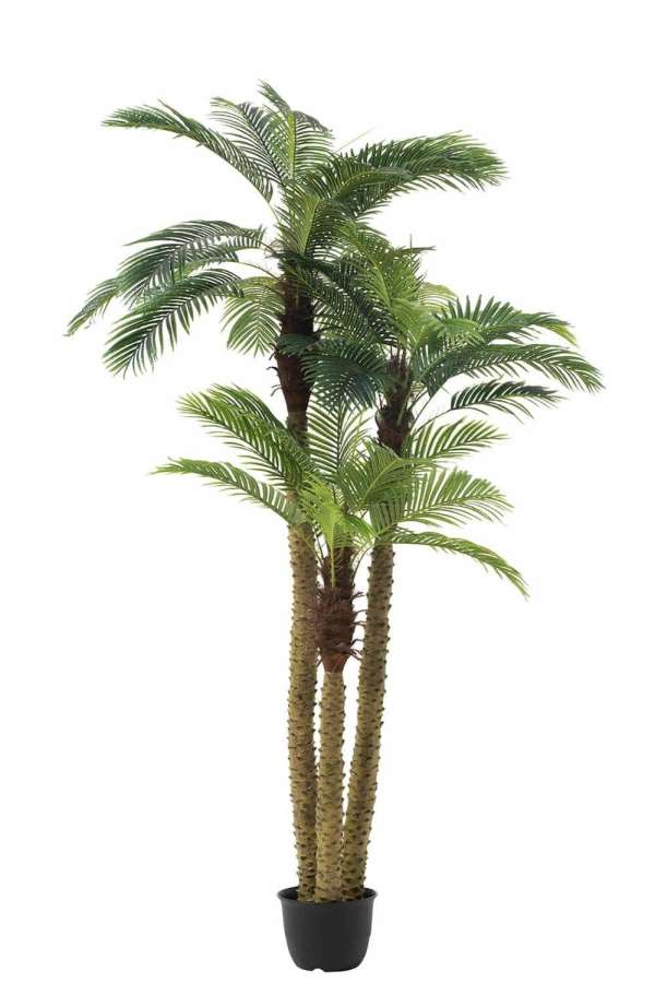 PALM TREE 3 PARTS REAL TOUCH IN POT PLASTIC GREEN