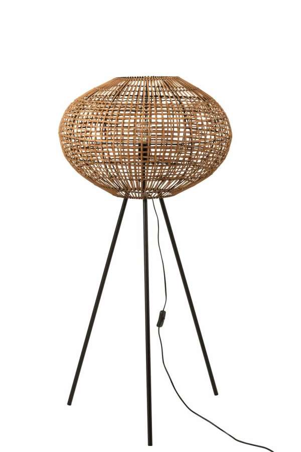 STANDING LAMP TRIPOD RATTAN/METAL BROWN/BLACK SMALL
