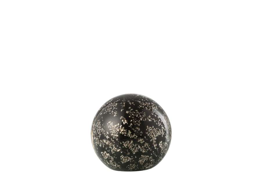 PAPERWEIGHT STARDUST GLASS GOLD/BLACK SMALL
