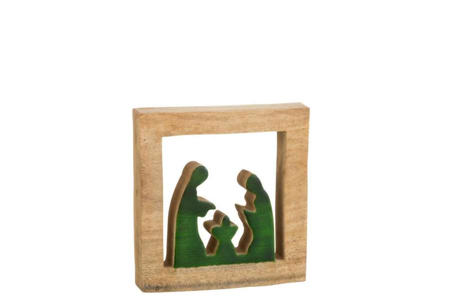 CRECHE SQUARE WOOD GREEN/NATURAL LARGE