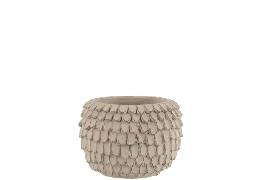 FLOWERPOT LEAF CEMENT LIGHT GREY SMALL
