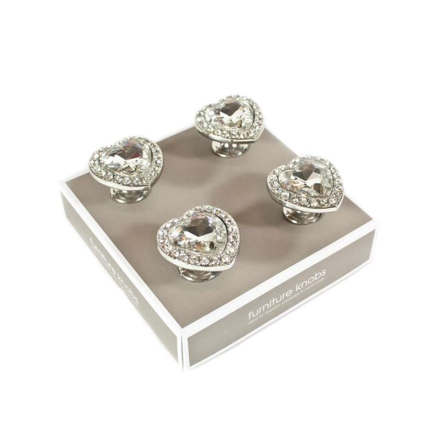 Knott Metall M/Diamant Hjerte S/4 6Cm