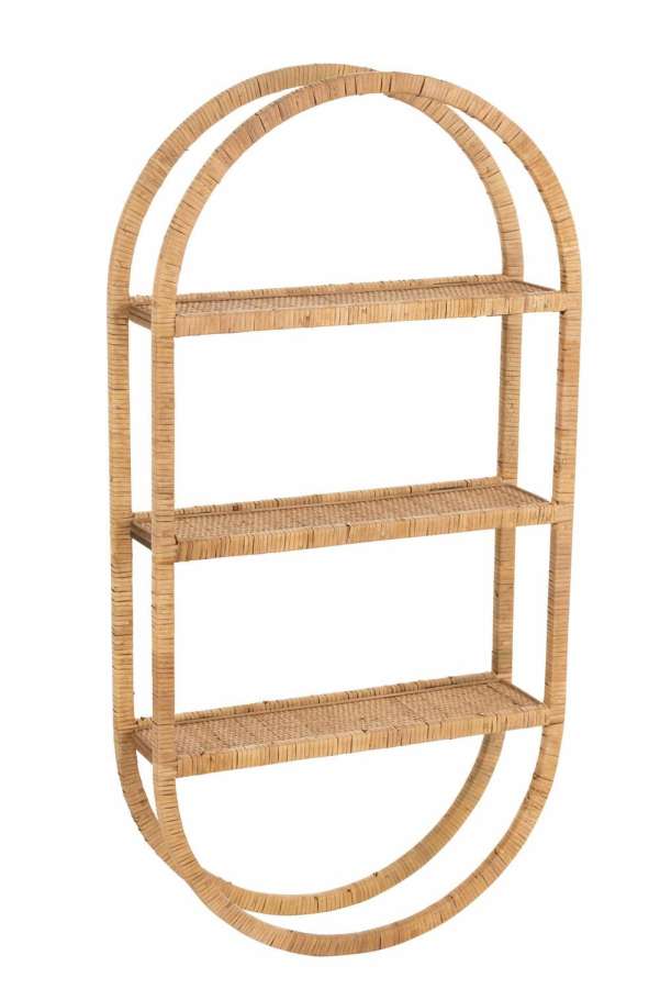 WALL RACK OVAL 3PLANKS PLIABLE RATTAN NATURAL
