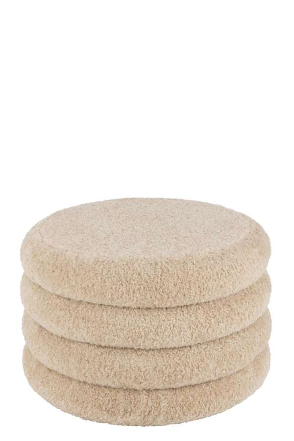 STOOL ROUND TEDDY POLYESTER BEIGE
