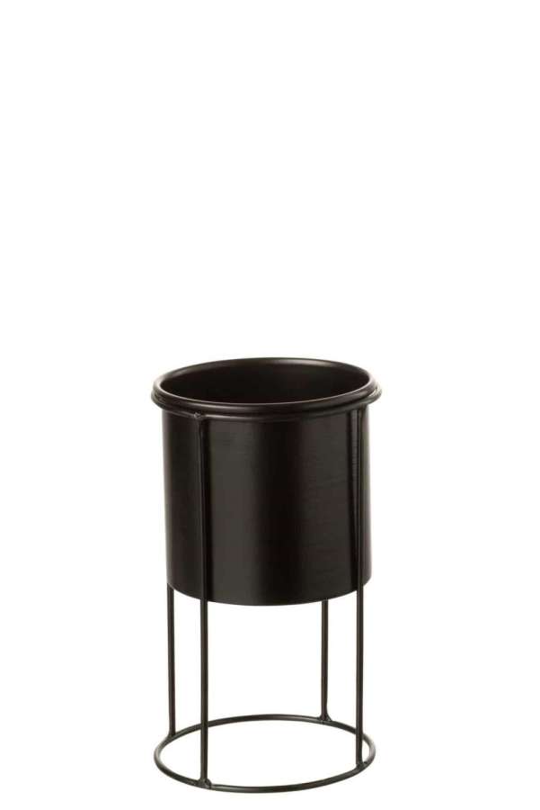 FLOWERPOT ON FOOT METAL BLACK SMALL
