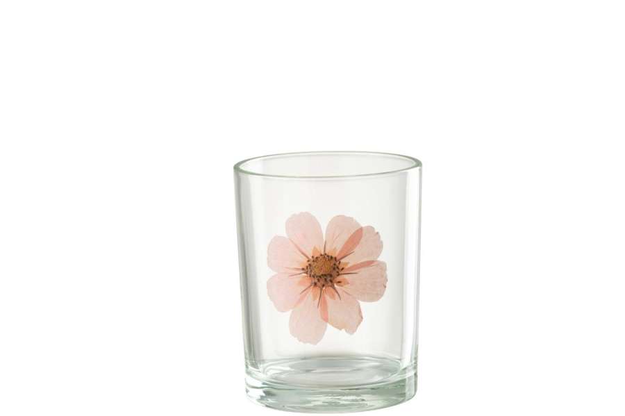 HURRICANE FLOWER PINK GLASS MIX