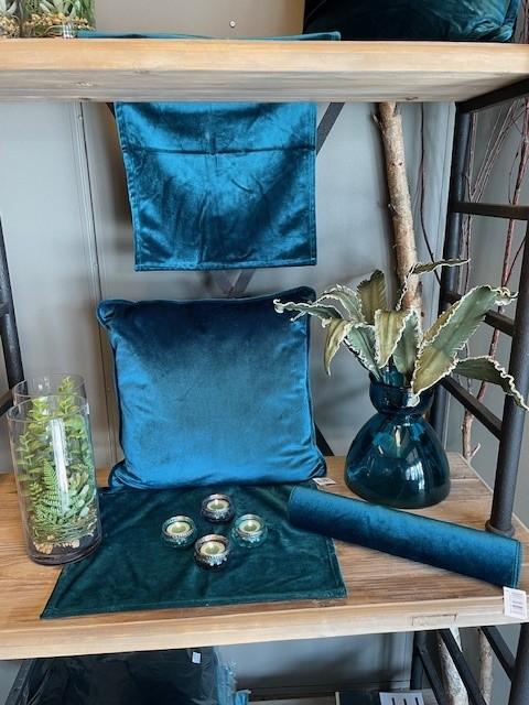 Pute Fløyel Petrol 45X45Cm