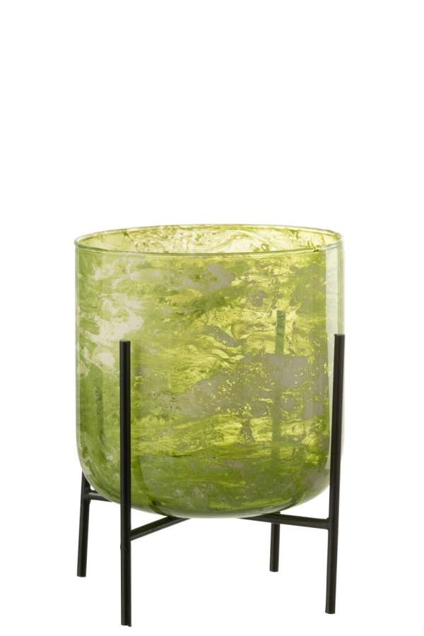 HURRICANE STAND GLASS/IRON MARBLE GREEN LARGE