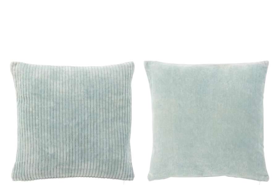 CUSHION VELVET SQUARE COTTON BLUE ASSORTMENT OF 2