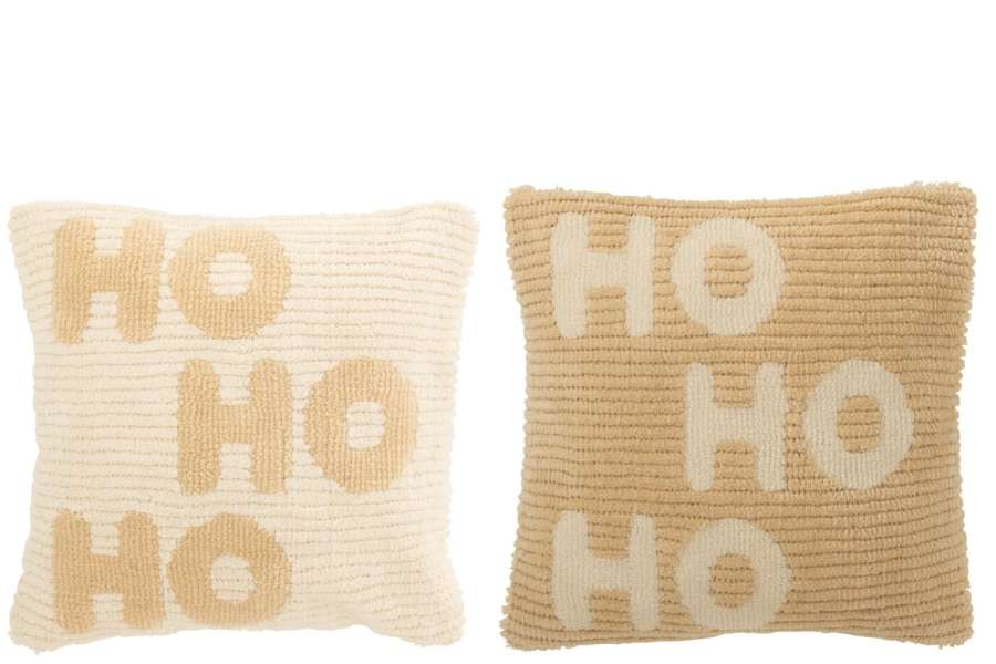 CUSHION HOHOHO POLYESTER WHITE/BEIGE ASSORTMENT OF 2