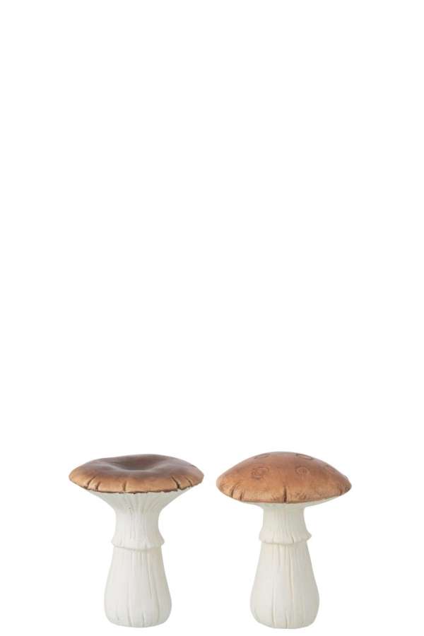 MUSHROOM PORCELAIN WHITE/BROWN MEDIUM ASSORTMENT OF 2