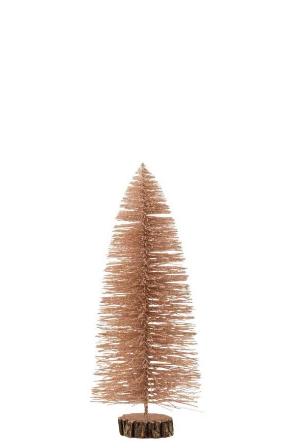 CHRISTMAS TREE DECO PLASTIC GLITTER ANTIQUE PINK MEDIUM