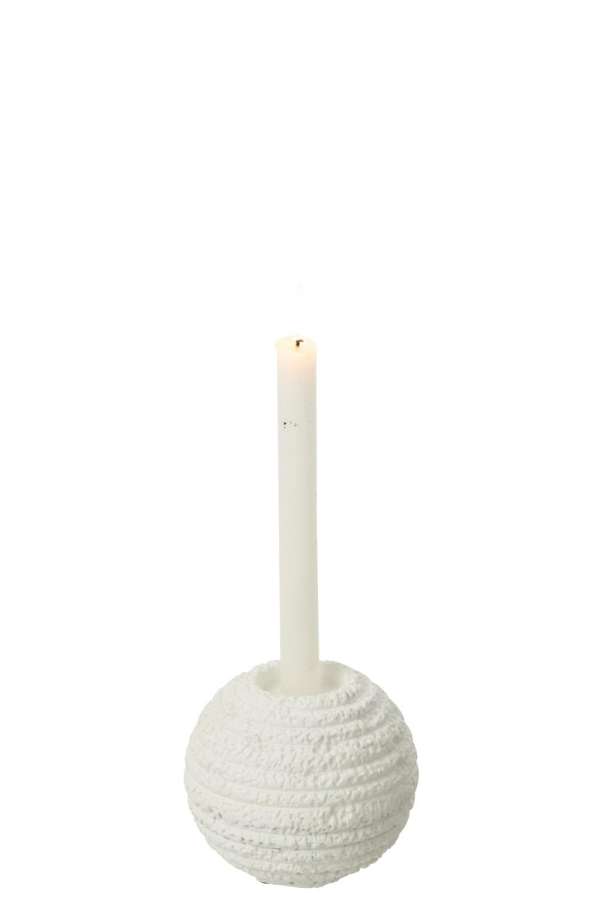 CANDLEHOLDER CRETA ROUND CEMENT WHITE SMALL