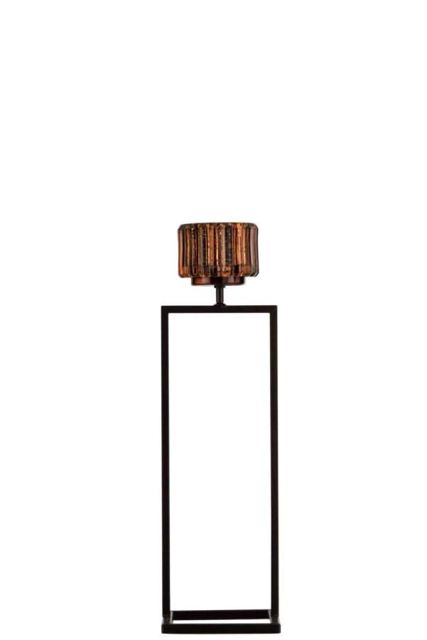 TEALIGHT HOLDER STAND RIGHT GLASS BROWN LARGE