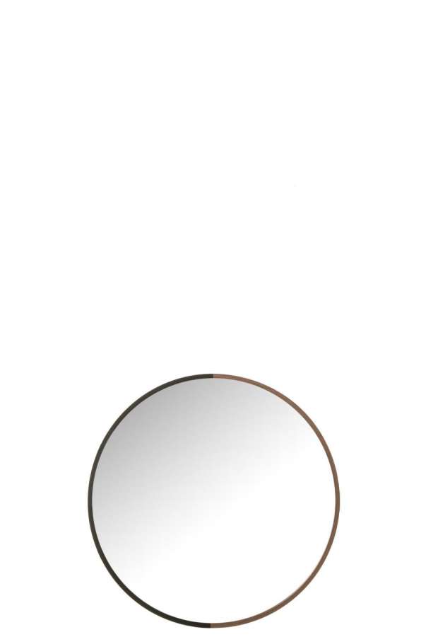 MIRROR ROUND METAL/WOOD BLACK SMALL