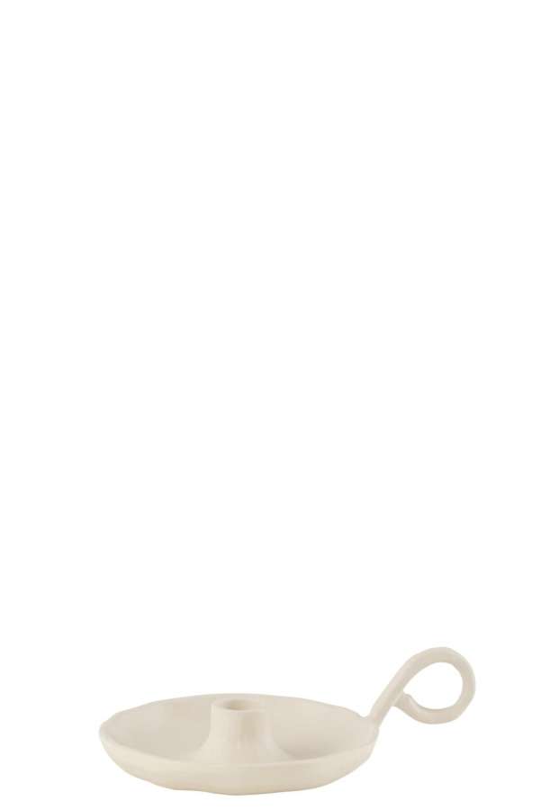 CANDLE HOLDER AGRA ALUMINIUM WHITE