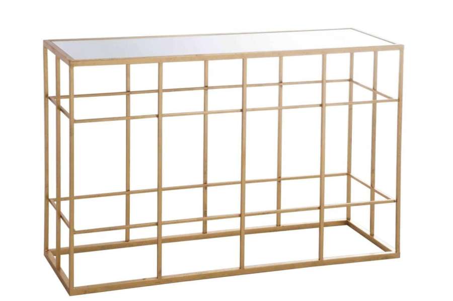 CONSOLE BARS METAL/GLASS GOLD