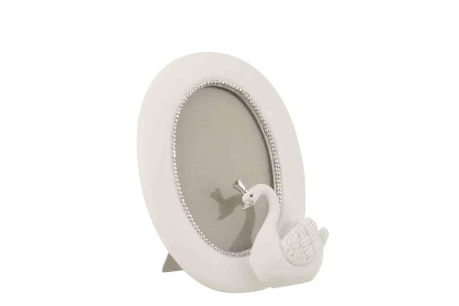 PHOTO FRAME SWAN POLY WHITE/SILVER