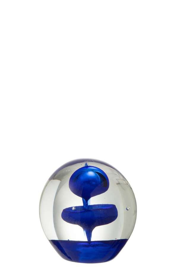 PAPERWEIGHT BUBBLE GLASS BLUE SMALL