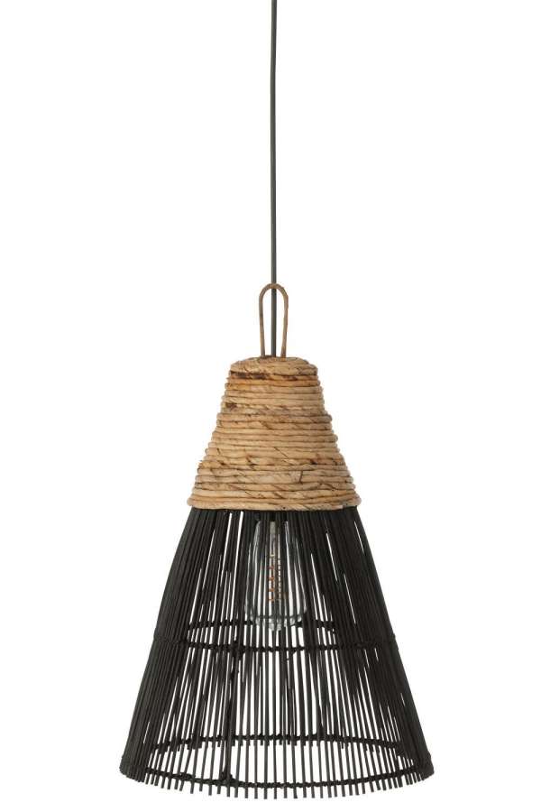 LAMPSHADE CONE RATTAN BLACK