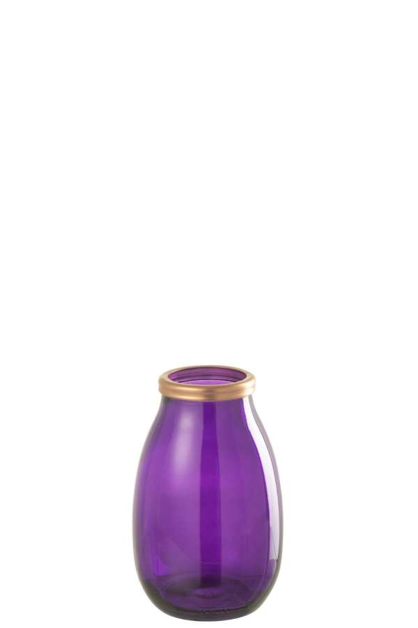 VASE GOLD RIM GLASS PURPLE SMALL