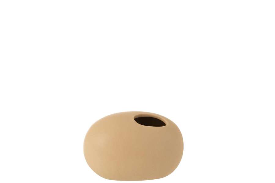 VASE OVAL CERAMIC BEIGE SMALL