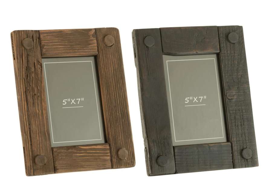 PHOTO FRAME NICK PINE WOOD BROWN/BLACK LARGE ASSORTMENT OF 2