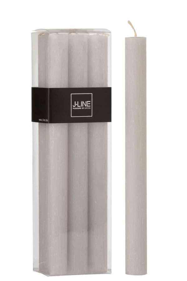 BOX 6 TABLE CANDLE  LIGHT GREY-9H