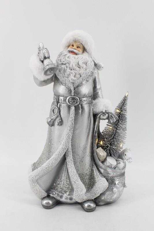 Figur nisse m/gavesekk sølv 26x17x39cm