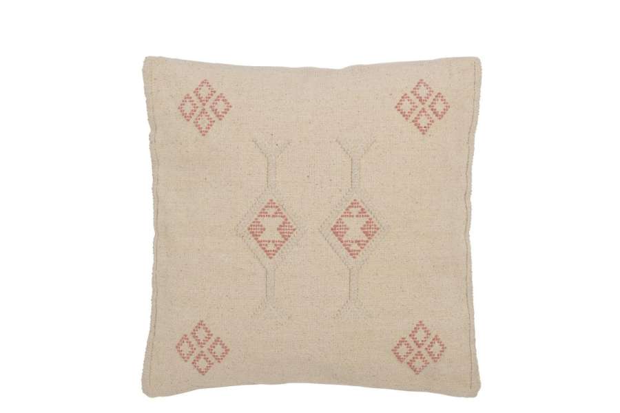 CUSHION DIAMONDS+ARROWS COTTON CREAM/PINK